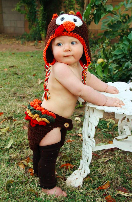 Crochet Turkey Hat and Diaper Cover for Baby